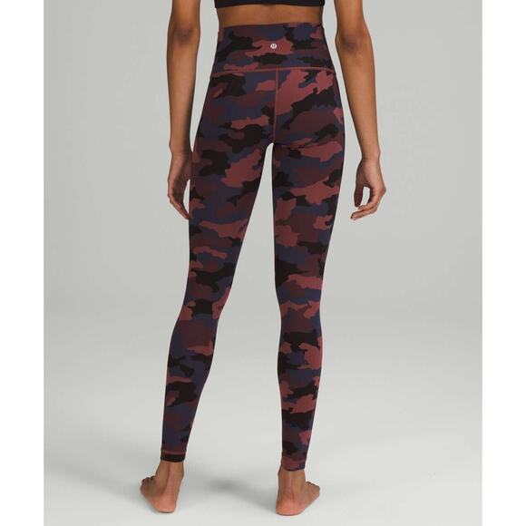 lululemon athletica Pants - Lululemon Wunder Under High Rise Tight 28" Full On Camo Smoky Red Women's Size 4